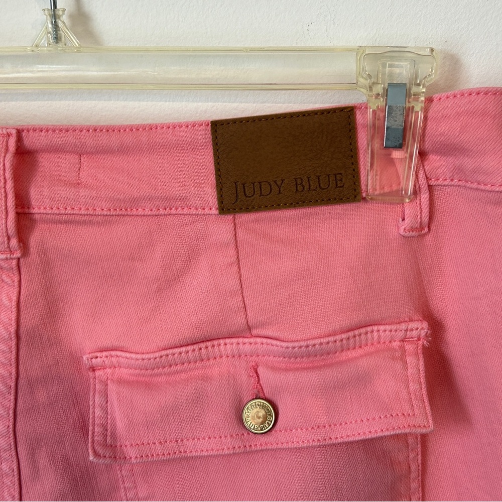 Judy Blue Pretty In Pink  Women's Jeans Cargo Straight High Rise Denim Size 18W - Picture 3 of 6